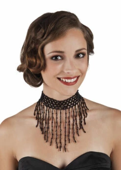 Black Beaded Greek Goddess Choker Necklace