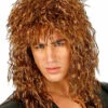 Mens 1980s Long Curly Brown Rock Star Wig -PartyPersona Store 00657 rs