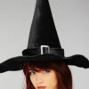 Womens Halloween Black Velvet Witch Hat -PartyPersona Store 00901 black velvet witch hat