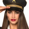 Womens Black And Gold Military General Hat -PartyPersona Store 04292 rs