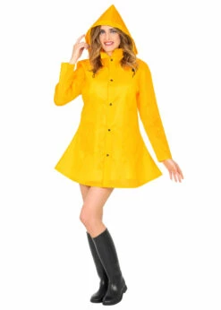 Adult Womens Fancy Dress Yellow Raincoat