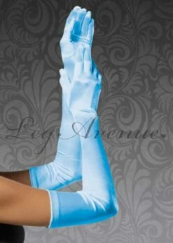 Leg Avenue Extra Long Light Blue Satin Gloves