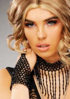 1920s Flapper Black Beaded Finger Glove