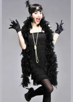 Black Fringed 1920s Flapper Girl Fancy Dress Costume