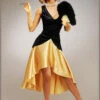 Womens 1920s Long Gold Great Gatsby Costume -PartyPersona Store 1920s long black and gold dress 33368