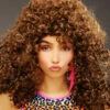 Womens 1980s Big Brown Bubble Perm Wig -PartyPersona Store 1980s brown big bubble perm wig 42066