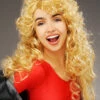 Womens 1980s Kylie Minogue Style Blonde Curly Wig -PartyPersona Store 1980s curly blonde kylie minogue wig