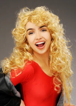 Womens 1980s Kylie Minogue Style Blonde Curly Wig