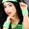 Neon Green 1980s Headband Sweatbands Set