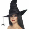 Black Velvet Witch Hat With Spider -PartyPersona Store 24146rs