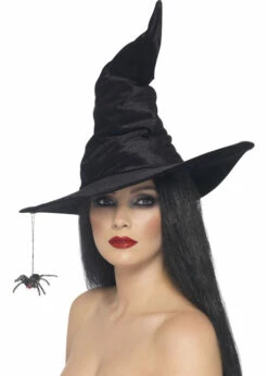 Black Velvet Witch Hat With Spider