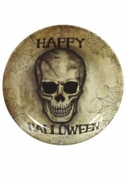 Gothic Skull Happy Halloween Thick Plastic Bowl