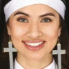 Womens Nun Large Cross Earrings -PartyPersona Store 26766 rs