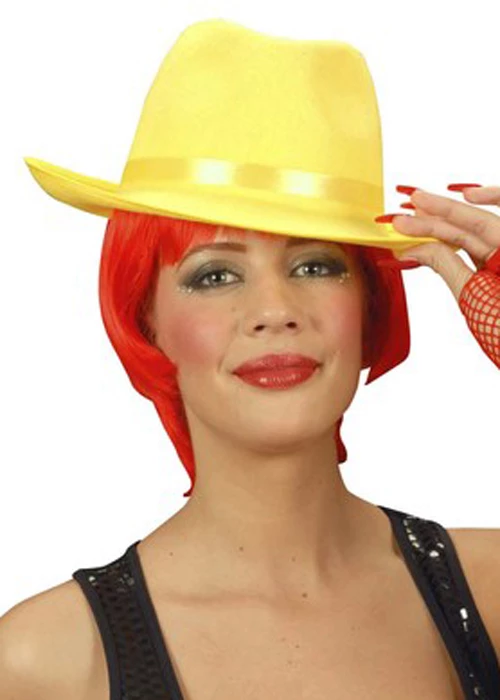 Mens The Mask Style Yellow Fedora Hat 3 Mens The Mask Style Yellow Fedora Hat