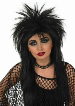 Black 80s Punk Long Glam Rock Wig