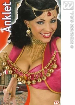 Harem Belly Dancer Anklet With Gold Bells -PartyPersona Store 2926Gbrs 02