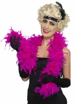 1920s Flapper Girl Fuchsia Pink Feather Boa