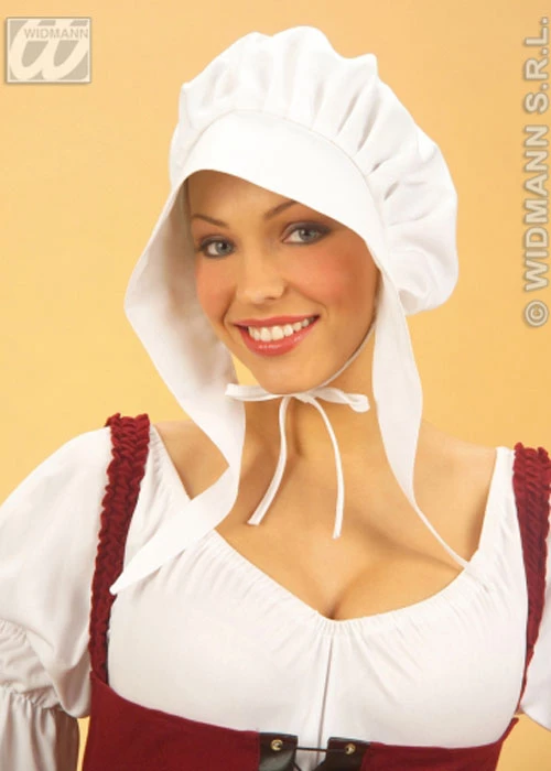 Womens White Bonnet Medieval Hat 3 Womens White Bonnet Medieval Hat