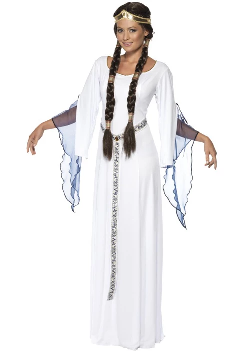 Maid Marion Style White Medieval Maid Costume 3 Maid Marion Style White Medieval Maid Costume