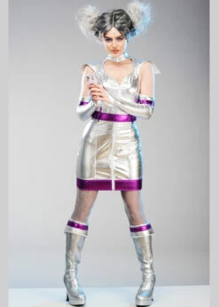 Womens Silver Alien Space Girl Costume