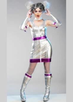 Womens Silver Alien Space Girl Costume -PartyPersona Store 33469 space girl costume 02