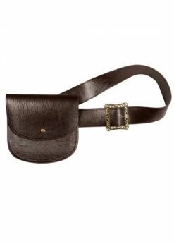 Adult Mens Brown Belt With Waist Bag Pouch