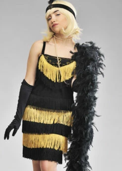 1920s Flapper Girl Deluxe Black Feather Boa -PartyPersona Store 38301 deluxe black 1920s feather boa 02