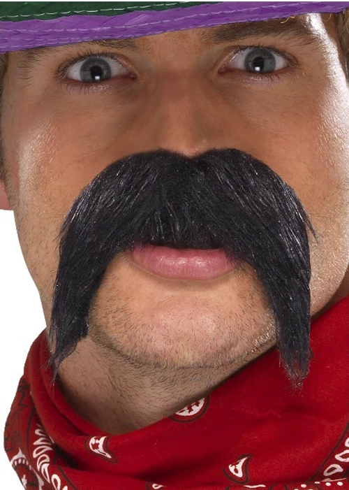 Black Bushy Mexican Gringo Stick On Moustache 3 Black Bushy Mexican Gringo Stick On Moustache