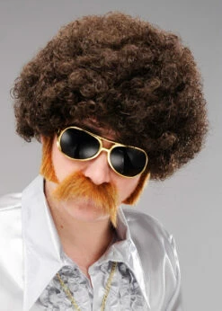 Mens 70s Disco Funky Brown Afro Wig