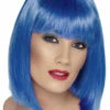 Ladies Blue Short Glam Blunt Bobbed Wig -PartyPersona Store 42134rs