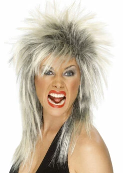 Womens 1980s Blonde Rock Diva Wig