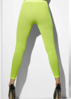 Womens 1980s Neon Green Footless Tights
