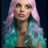 Ladies Long Pastel Rainbow Ombre Fever Khloe Wig -PartyPersona Store 43532rs