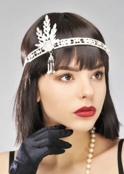 Womens 1920s Silver Flapper Jewel Headband