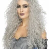 Womens Halloween Grey Curly Banshee Wig -PartyPersona Store 45052rs
