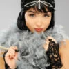 1920s Flapper Girl Silver Grey Feather Boa -PartyPersona Store 45196 1920s grey feather boa