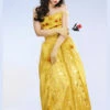 Adult Size Belle Style Long Gold Princess Costume 2 Adult Size Belle Style Long Gold Princess Costume -PartyPersona Store 45969 long belle princess costume