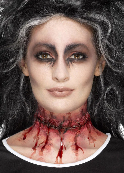 Stick On Stitched Neck Wound Fake Scar 3 Stick On Stitched Neck Wound Fake Scar