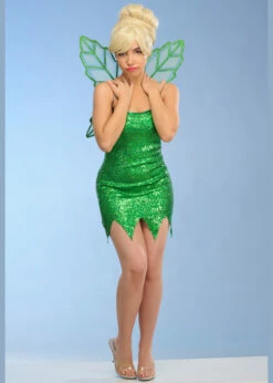 Womens Tinkerbell Style Green Sequin Fairy Costume 9 Womens Tinkerbell Style Green Sequin Fairy Costume -PartyPersona Store 4732 sequin tinkerbell costume 02