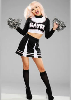 Ladies Cute Gothic Black Cheerleader Costume