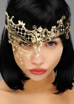 Ladies Gorgeous Gold Filigree Masquerade Eye Mask -PartyPersona Store 48165 gold filigree eyemask 01