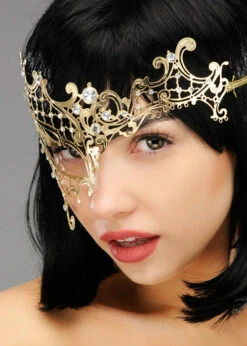 Ladies Gorgeous Gold Filigree Masquerade Eye Mask -PartyPersona Store 48165 gold filigree eyemask 02