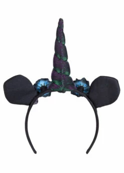 Gothic Black Unicorn Horn Headband With Flowers 7 Gothic Black Unicorn Horn Headband With Flowers -PartyPersona Store 50029 rs 02