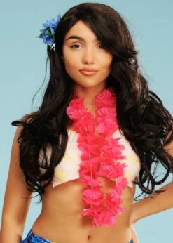 Hawaiian Pink Flower Lei Hula Garland -PartyPersona Store 52346 pink flower garland 01