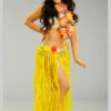 Long Yellow Hula Grass Skirt With Flowers 1 Long Yellow Hula Grass Skirt With Flowers -PartyPersona Store 52396 long yellow hawaiian grass skirt