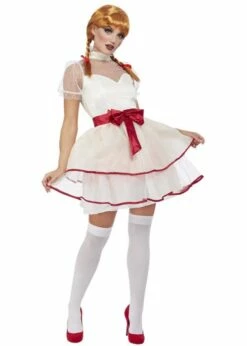 Womens Annabelle Style Scary Porcelain Doll Costume