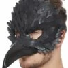 Deluxe Black Raven Half Face Mask With Beak 1 Deluxe Black Raven Half Face Mask With Beak -PartyPersona Store 68016 rs