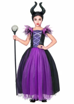 Childrens Deluxe Purple Maleficent Style Costume -PartyPersona Store 7024 maleficent costume 02