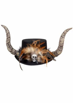 Halloween Papa Legba Voodoo Top Hat With Horns -PartyPersona Store 72251 rs 01