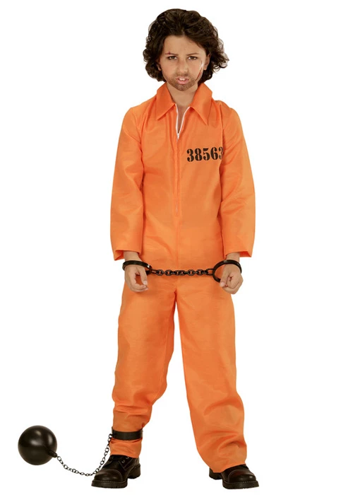 Kids Orange Prisoner Jumpsuit Convict Costume 3 Kids Orange Prisoner Jumpsuit Convict Costume